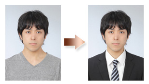 男性着せ替え就活証明写真