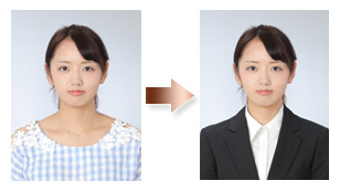 女性着せ替え就活証明写真